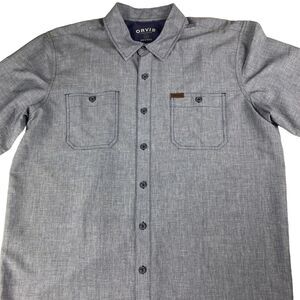 Orvis Classic Collection Shirt Mens Large Blue Gray Button Up Outdoor Casual